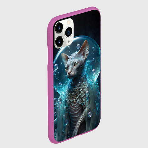 Чехол iPhone 11 Pro матовый Кот в пузыре / 3D-Фиолетовый – фото 2