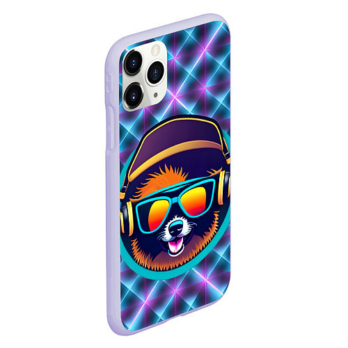 Чехол iPhone 11 Pro матовый Пёс-хипстер / 3D-Светло-сиреневый – фото 2
