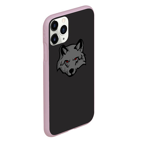 Чехол iPhone 11 Pro матовый Злой серый волк с красными глазами / 3D-Розовый – фото 2