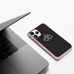 Чехол iPhone 11 Pro матовый Злой серый волк с красными глазами, цвет: 3D-розовый — фото 2