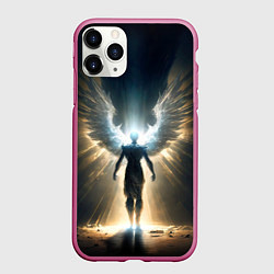 Чехол iPhone 11 Pro матовый Парящий мужчина ангел, цвет: 3D-малиновый
