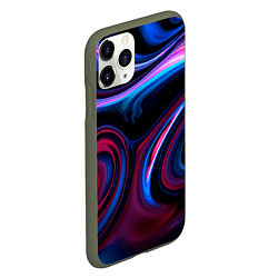 Чехол iPhone 11 Pro матовый Разводы красок и бензина неоновый, цвет: 3D-темно-зеленый — фото 2