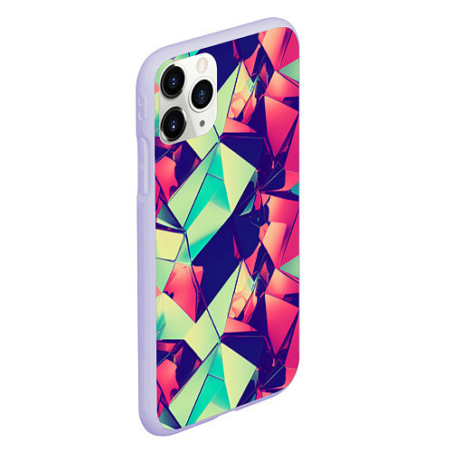 Чехол iPhone 11 Pro матовый Нейро геометрический паттерн / 3D-Светло-сиреневый – фото 2