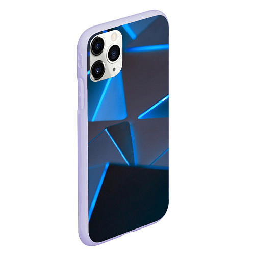 Чехол iPhone 11 Pro матовый Неоновые грани абстракции / 3D-Светло-сиреневый – фото 2