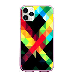 Чехол iPhone 11 Pro матовый Цветная мозаика плитки, цвет: 3D-розовый