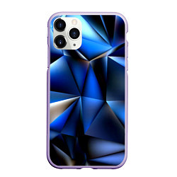 Чехол iPhone 11 Pro матовый Polygon blue abstract, цвет: 3D-светло-сиреневый