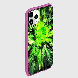 Чехол iPhone 11 Pro матовый Fractal green explosion, цвет: 3D-фиолетовый — фото 2