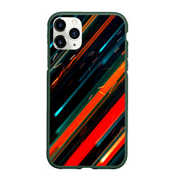 Чехол iPhone 11 Pro матовый Искры огня на полосах, цвет: 3D-темно-зеленый