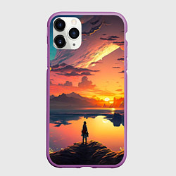 Чехол iPhone 11 Pro матовый Я не нарушаю правила, я живу по своим, цвет: 3D-фиолетовый