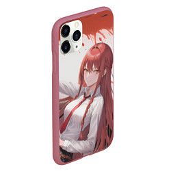 Чехол iPhone 11 Pro матовый Макима: Человек бензопила - Аниме, цвет: 3D-малиновый — фото 2