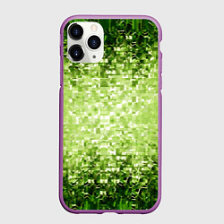 Чехол iPhone 11 Pro матовый Геометрическое зелёное искажение в пространстве, цвет: 3D-фиолетовый