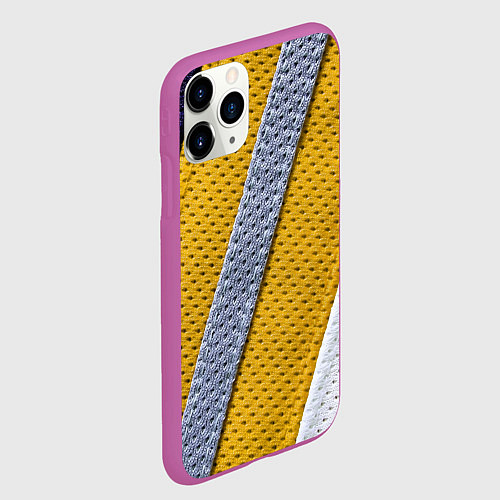 Чехол iPhone 11 Pro матовый Полосатая в дырочку / 3D-Фиолетовый – фото 2