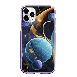 Чехол iPhone 11 Pro матовый Планеты во вселенной, цвет: 3D-светло-сиреневый