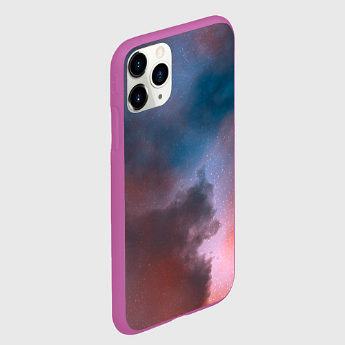 Чехол iPhone 11 Pro матовый Сплетение двух космических сияний / 3D-Фиолетовый – фото 2