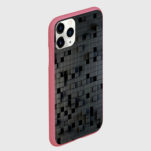 Чехол iPhone 11 Pro матовый Digital pixel black / 3D-Малиновый – фото 2