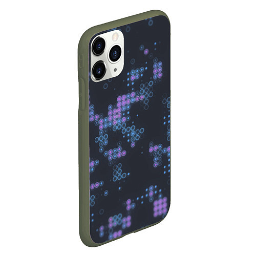 Чехол iPhone 11 Pro матовый Текстурная мозайка / 3D-Темно-зеленый – фото 2