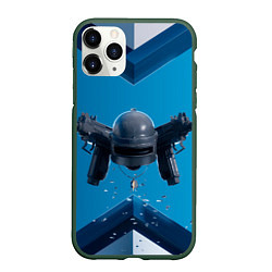 Чехол iPhone 11 Pro матовый PUBG шлем, цвет: 3D-темно-зеленый