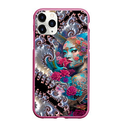 Чехол iPhone 11 Pro матовый Japanese beauty - irezumi, цвет: 3D-малиновый