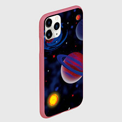 Чехол iPhone 11 Pro матовый Планеты, цвет: 3D-малиновый — фото 2