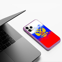 Чехол iPhone 11 Pro матовый Russia флаг герб, цвет: 3D-фиолетовый — фото 2