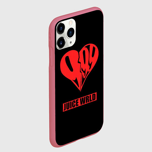 Чехол iPhone 11 Pro матовый Juice WRLD - heart / 3D-Малиновый – фото 2