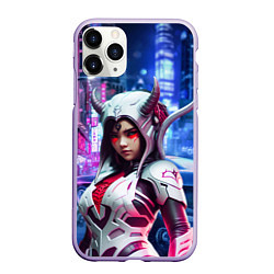 Чехол iPhone 11 Pro матовый Demon Oni - cyberpunk, цвет: 3D-светло-сиреневый