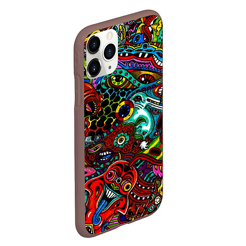 Чехол iPhone 11 Pro матовый Психоделическая иллюстрация / 3D-Коричневый – фото 2
