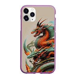 Чехол iPhone 11 Pro матовый Japan dragon - irezumi, цвет: 3D-фиолетовый