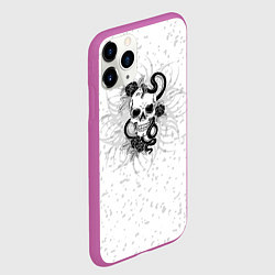 Чехол iPhone 11 Pro матовый Череп со змеей тату, цвет: 3D-фиолетовый — фото 2