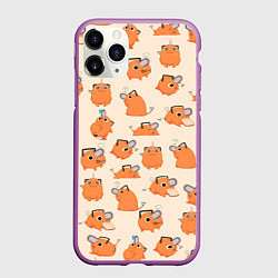 Чехол iPhone 11 Pro матовый Человек-бензопила - Почита и хлебушек, цвет: 3D-фиолетовый