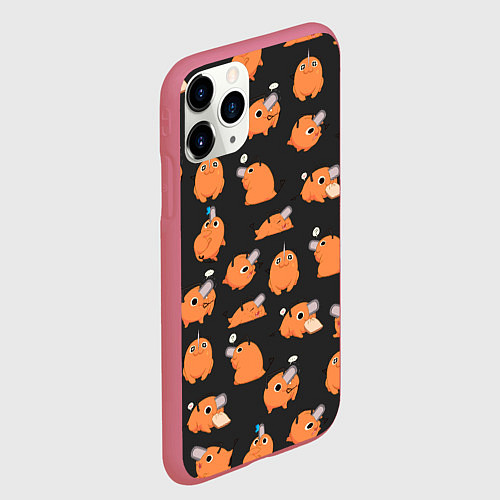 Чехол iPhone 11 Pro матовый Chainsaw Man - Почита паттерн / 3D-Малиновый – фото 2
