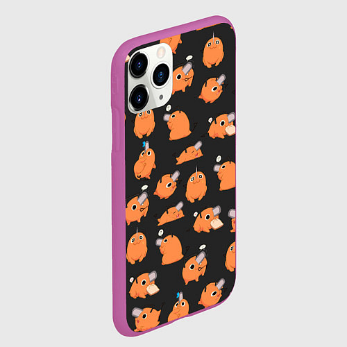 Чехол iPhone 11 Pro матовый Chainsaw Man - Почита паттерн / 3D-Фиолетовый – фото 2