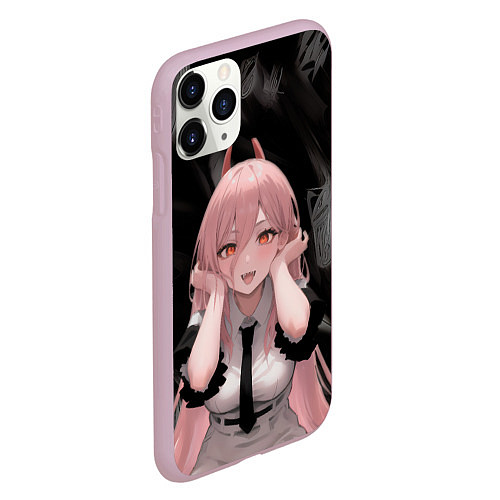 Чехол iPhone 11 Pro матовый Человек-Бензопила: Пауэр / 3D-Розовый – фото 2