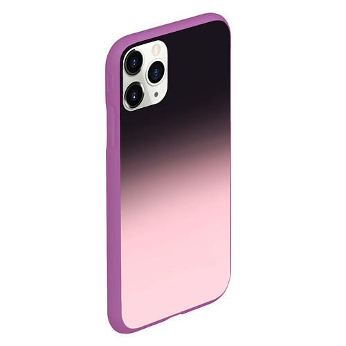Чехол iPhone 11 Pro матовый Градиент: от черного к розовому / 3D-Фиолетовый – фото 2