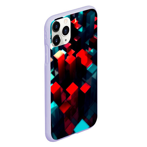 Чехол iPhone 11 Pro матовый Digital abstract cube / 3D-Светло-сиреневый – фото 2
