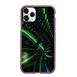 Чехол iPhone 11 Pro матовый Светящиеся лучи узор, цвет: 3D-фиолетовый