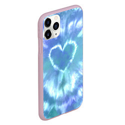 Чехол iPhone 11 Pro матовый Сердце - тай-дай - голубой, цвет: 3D-розовый — фото 2
