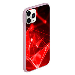 Чехол iPhone 11 Pro матовый Абстрактные красные лучи, цвет: 3D-розовый — фото 2