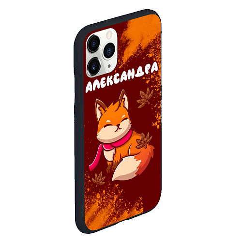 Чехол iPhone 11 Pro матовый Александра осенняя лисичка / 3D-Черный – фото 2
