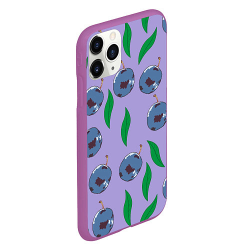 Чехол iPhone 11 Pro матовый Листья и слива / 3D-Фиолетовый – фото 2