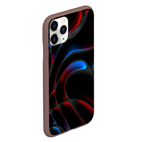 Чехол iPhone 11 Pro матовый Neon colors drops of liquid / 3D-Коричневый – фото 2