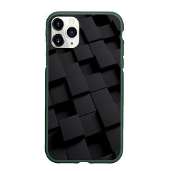 Чехол iPhone 11 Pro матовый Металлические плитки хром, цвет: 3D-темно-зеленый