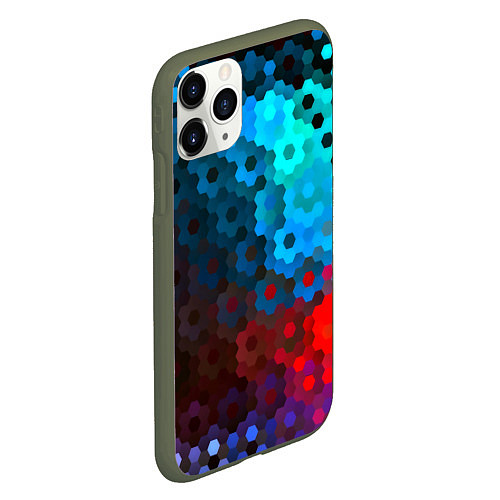Чехол iPhone 11 Pro матовый Битва размытых пикселей / 3D-Темно-зеленый – фото 2
