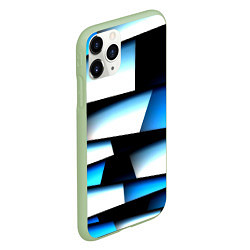 Чехол iPhone 11 Pro матовый Решетка из линий и полос, цвет: 3D-салатовый — фото 2