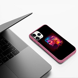Чехол iPhone 11 Pro матовый Неоновая девушка II, цвет: 3D-малиновый — фото 2