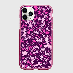 Чехол iPhone 11 Pro матовый Розовый глитч камуфляж, цвет: 3D-малиновый