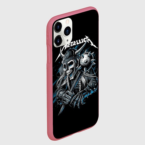 Чехол iPhone 11 Pro матовый Metallica - Викинг / 3D-Малиновый – фото 2