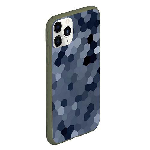 Чехол iPhone 11 Pro матовый Камуфляж из сот / 3D-Темно-зеленый – фото 2