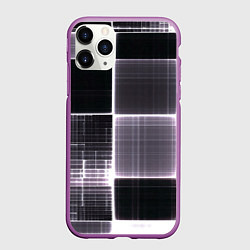 Чехол iPhone 11 Pro матовый Серое неоновое в клеточку, цвет: 3D-фиолетовый