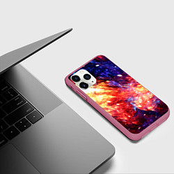 Чехол iPhone 11 Pro матовый Космическое сияние ночь, цвет: 3D-малиновый — фото 2